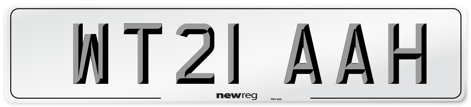 WT21 AAH Number Plate from New Reg